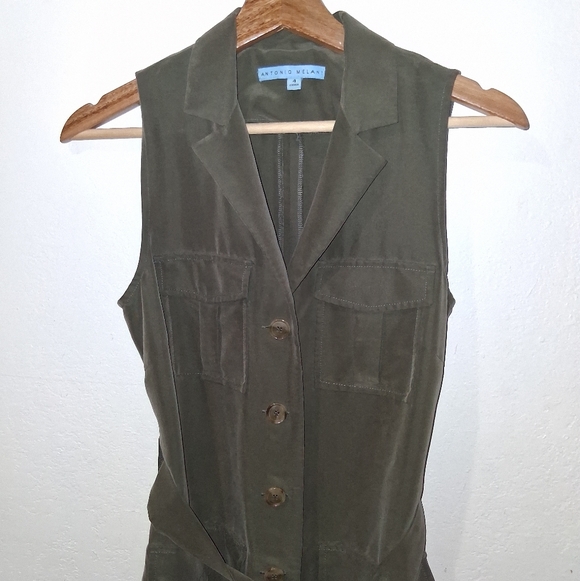 ANTONIO MELANI Button Front Belted Midi Dress - Picture 4 of 6